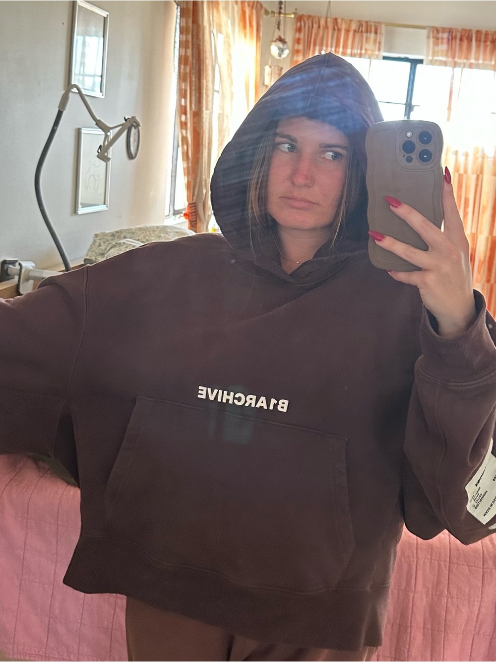 BiarcHive Brown Men's Hooded Pullover Sweatshirt